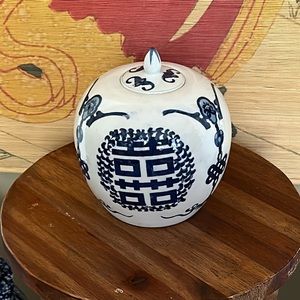 Vintage Blue & White Double Happiness Chinese Porcelain